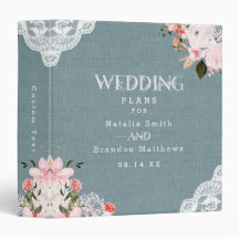 Dusty Blue Burlap Lace en Floral Wedding Planner