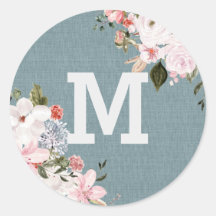 Dusty Blue Burlap Rustieke Bloemen Bruiloft monogr