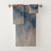 Dusty Blue Burnt Oranje Navy Abstract Bad Handdoek (Insitu)