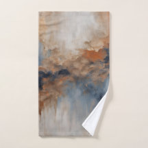 Dusty Blue Burnt Oranje Navy Abstract