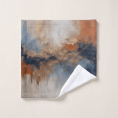 Dusty Blue Burnt Oranje Navy Abstract Bad Handdoek (Wasdoekje)