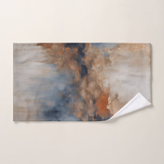 Dusty Blue Burnt Oranje Navy Abstract Bad Handdoek (Handdoek)
