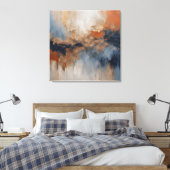 Dusty Blue Burnt Oranje Navy Abstract Canvas Afdruk (Insitu (Slaapkamer))
