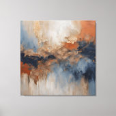 Dusty Blue Burnt Oranje Navy Abstract Canvas Afdruk (Voorkant)