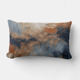 Dusty Blue Burnt Oranje Navy Abstract Kussen