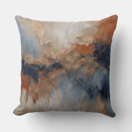 Dusty Blue Burnt Oranje Navy Abstract Kussen