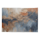 Dusty Blue Burnt Oranje Navy Abstract Kussensloop (Achterkant-Links)