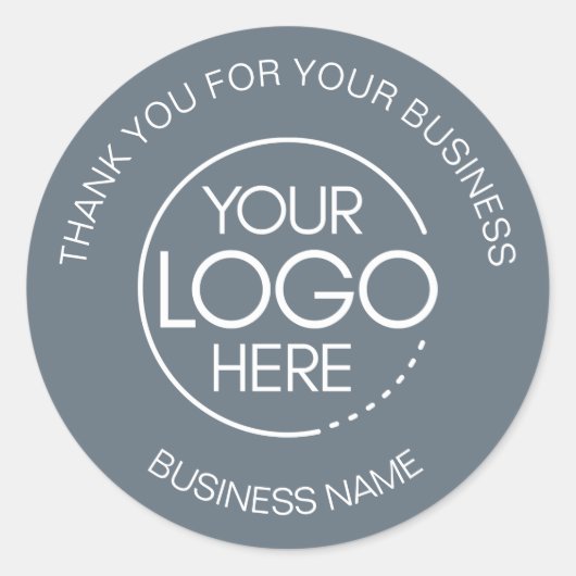 Dusty Blue Business Bedankt Ronde Sticker (Voorkant)