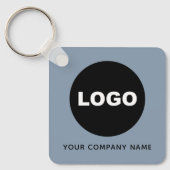 Dusty Blue Business Promotional Logo QR Code Sleutelhanger (Voorkant)