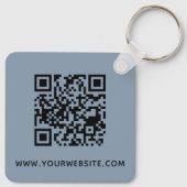 Dusty Blue Business Promotional Logo QR Code Sleutelhanger (Achterkant)
