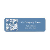 Dusty blue business qr code retouradres etiket (Voorkant)