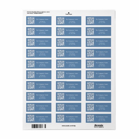 Dusty blue business qr code retouradres etiket (Full Sheet)