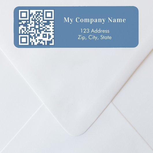 Dusty blue business qr code retouradres etiket