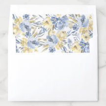 Dusty Blue Butter Yellow Waterverf floral