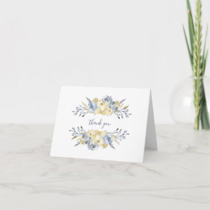 Dusty Blue Butter Yellow Waterverf Floral Bedankkaart