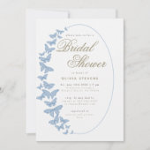 Dusty Blue Butterflies Boho Elegant Vrijgezellenfe Kaart (Voorkant)