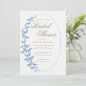 Dusty Blue Butterflies Boho Elegant Vrijgezellenfe Kaart (Staand voorkant)