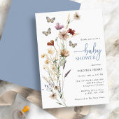 Dusty Blue Butterfly Baby shower Invitation Kaart