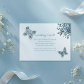 Dusty Blue Butterfly Bloemen Wishing Well Bruiloft Informatiekaartje