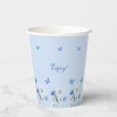 Dusty Blue Butterfly Boho Wildflower Baby shower Papieren Bekers (Achterkant)