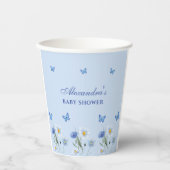 Dusty Blue Butterfly Boho Wildflower Baby shower Papieren Bekers (Voorkant)