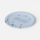 Dusty Blue Butterfly Boho Wildflower Baby shower Papieren Bordje (Gekanteld)
