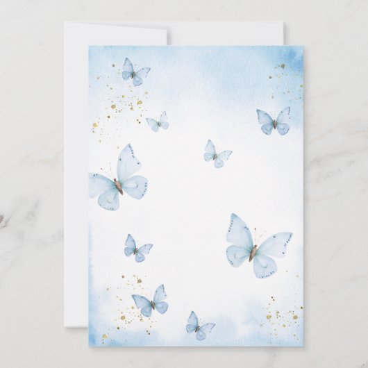 Dusty Blue Butterfly Girl 3e verjaardag doop Kaart (Achterkant)