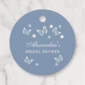 Dusty Blue Butterfly Vrijgezellenfeest Bedankt Bedankjes Labels (Voorkant)