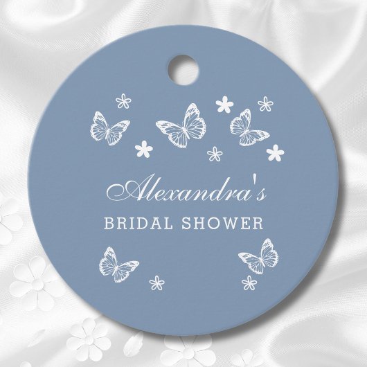 Dusty Blue Butterfly Vrijgezellenfeest Bedankt Bedankjes Labels