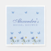 Dusty Blue Butterfly Wildflower Vrijgezellenfeest Servet (Voorkant)