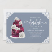 Dusty Blue Cake en Lace Vrijgezellenfeest Tea Part Kaart (Voorkant)