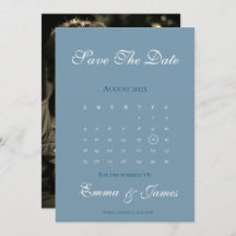 Dusty Blue Calendar Bewaar de datum met foto