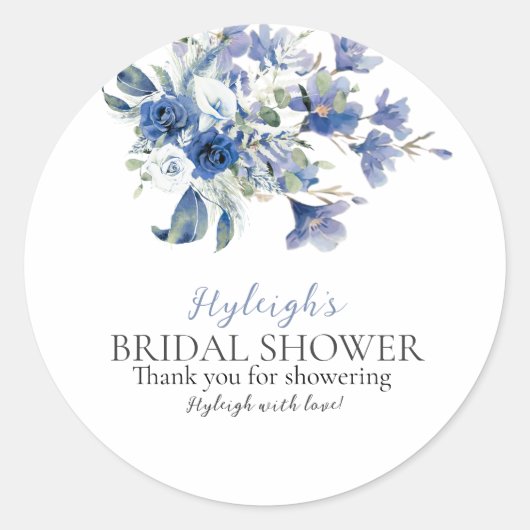 Dusty Blue Calla Lily Ribbon Bow Dank u Sticker (Voorkant)