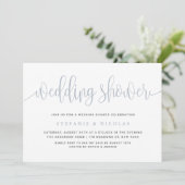 Dusty Blue  Calligrafie Trouwdouche Kaart (Staand voorkant)