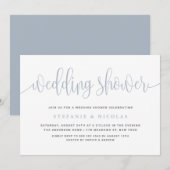 Dusty Blue  Calligrafie Trouwdouche Kaart (Voorkant / Achterkant)