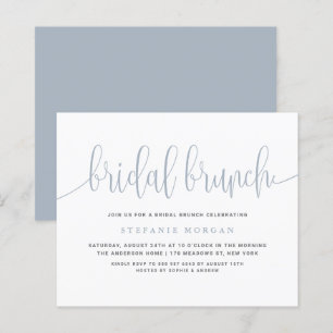 Dusty Blue Calligraphy Bruids Brunch Uitnodiging