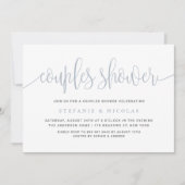 Dusty Blue Calligraphy Couples Douche Kaart (Voorkant)