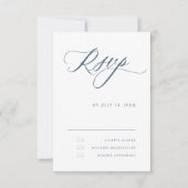 Dusty Blue Calligraphy Eenvoudige minimalistische  RSVP Kaartje (Voorkant)