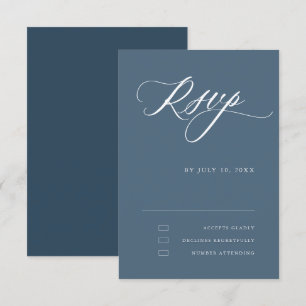 Dusty Blue Calligraphy Eenvoudige minimalistische  RSVP Kaartje