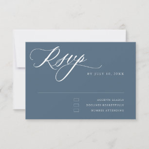 Dusty Blue Calligraphy Eenvoudige minimalistische  RSVP Kaartje