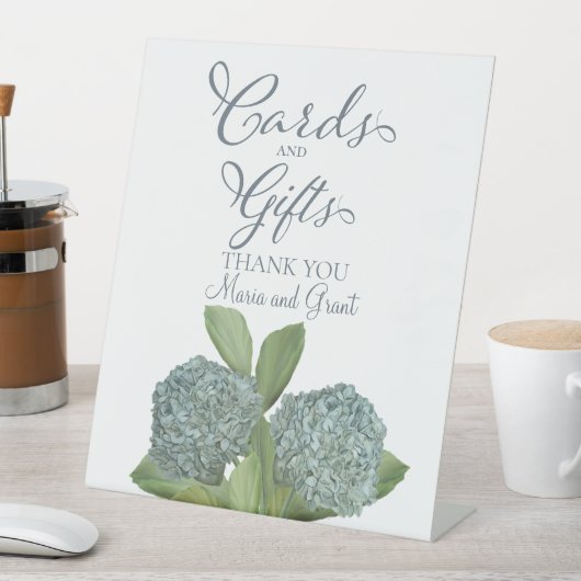 Dusty Blue Calligraphy Elegant Cards and Gifts Reclamebord Met Voetstuk (Insitu)