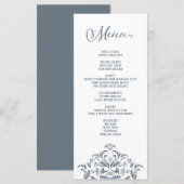 Dusty Blue  Calligraphy Elegant Dinner Menu (Voorkant / Achterkant)