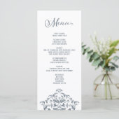 Dusty Blue  Calligraphy Elegant Dinner Menu (Staand voorkant)