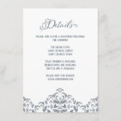 Dusty Blue Calligraphy Elegant Wedding Details Informatiekaartje (Voorkant)