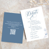 Dusty Blue Calligraphy QR Code Wedding Insert Informatiekaartje