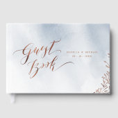 Dusty blue calligraphy rustic wedding guest book gastenboek (Voorkant)