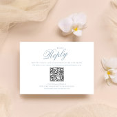Dusty Blue Calligraphy Script RSVP Elegant Kaartje