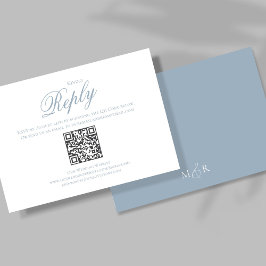 Dusty Blue Calligraphy Script RSVP Elegant Kaartje