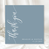 Dusty Blue Calligraphy Script Wedding Bedankkaart