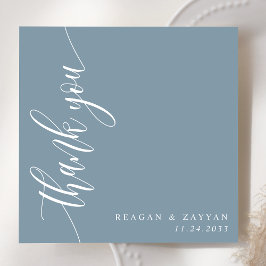 Dusty Blue Calligraphy Script Wedding Bedankkaart